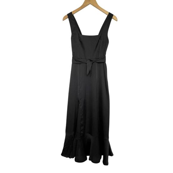SHOW ME YOUR MUMU Women’s Black Satin Midi Slit Dress Small - Picture 2 of 6